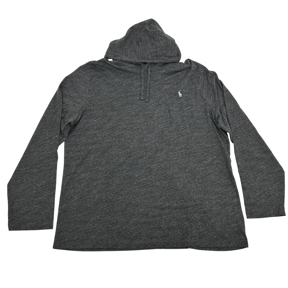 Ralph Lauren POLO Men’s Charcoal Gray Hooded Long-Sleeve Shirt